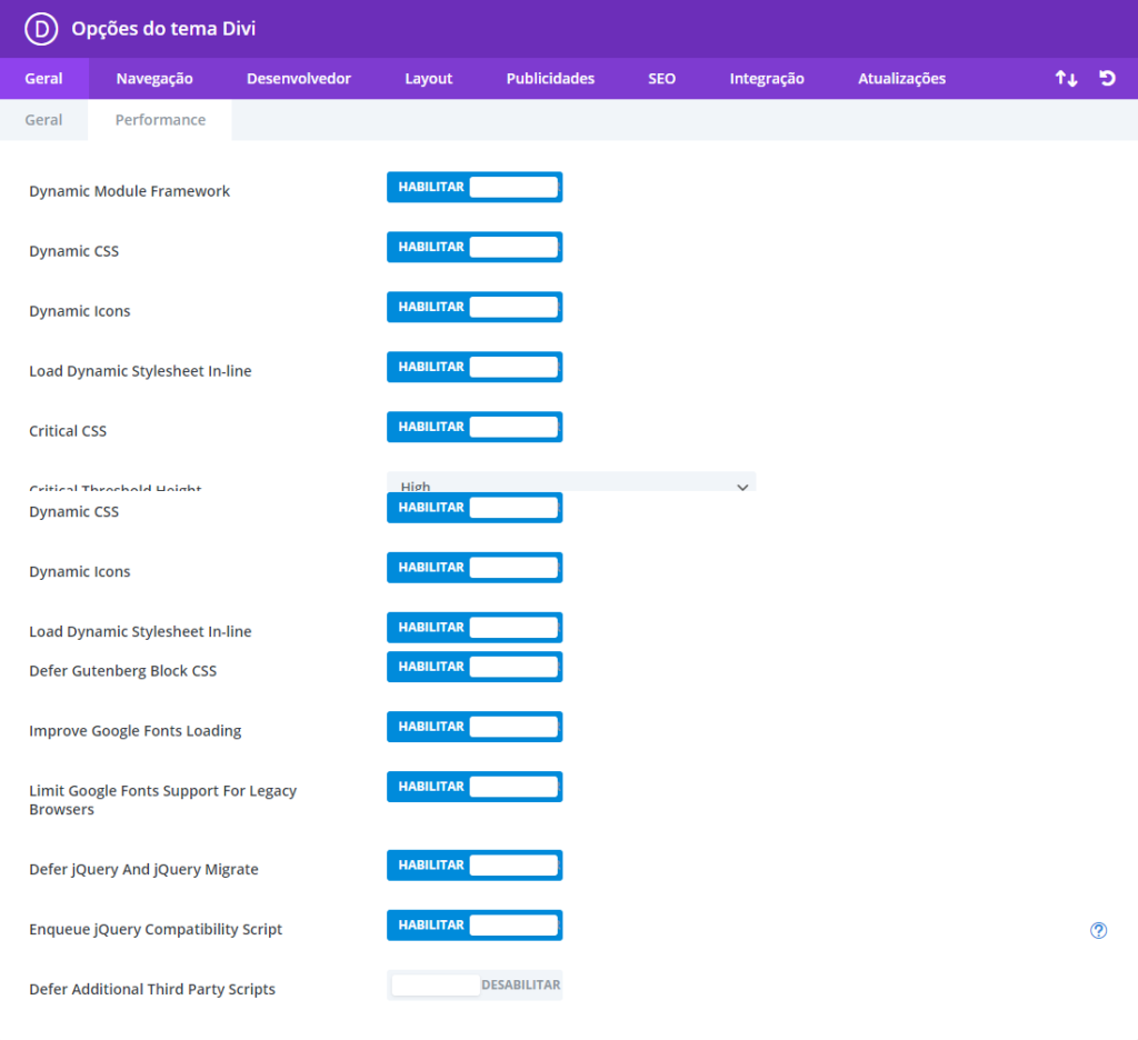 Desempenho de sites WordPress com tema Divi
